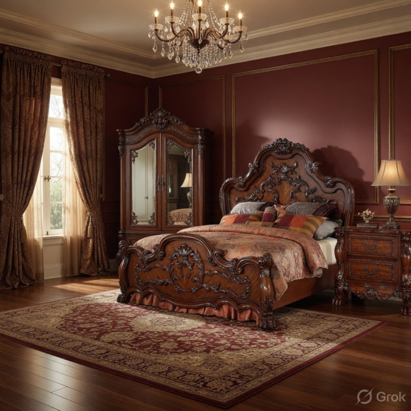 Queen Size Bedroom Set, Brown Finish, 2-Piece Set With Bed And Nightstand, 2 Pcs: Bed, Nightstand