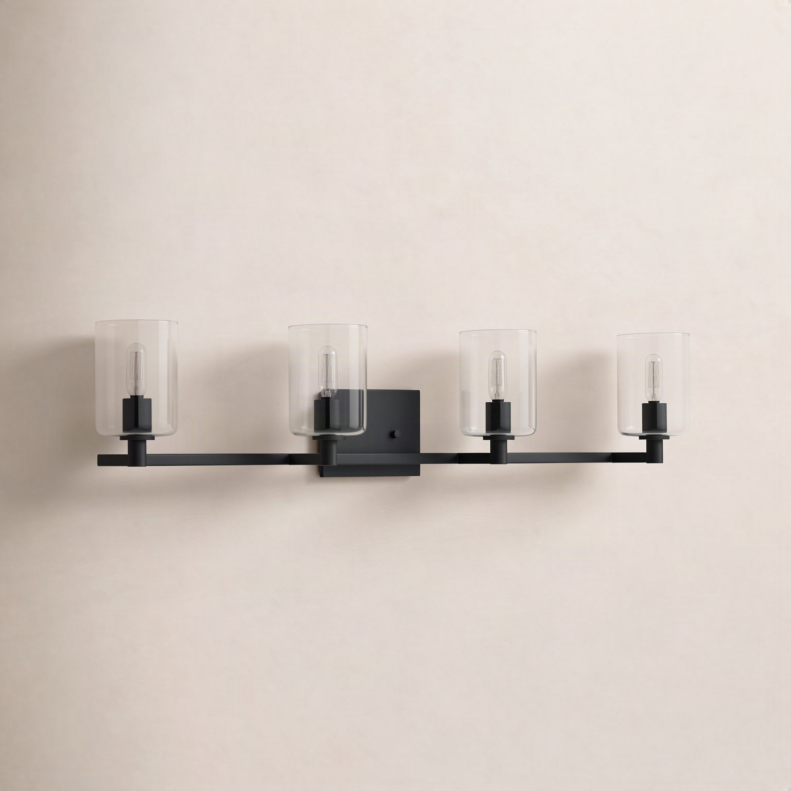 Haines 4 Light Transparent Dimmable Vanity Light, Midnight Black