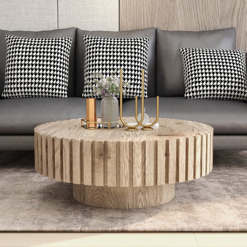 Table basse 31,4 po Alleghenyville, texture de bois naturel, style minimaliste moderne, idéale pour un environnement de maison décontracté, tonalité d'installation rapide, surface multifonctionnelle et lisse