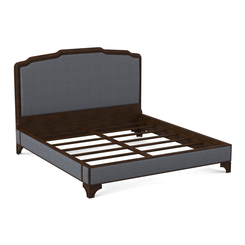 Nova Upholstered Bed, American Walnut, Elise Harbor 100% Polyester