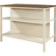 Rustic 45" Kitchen Island With Solid Wood Top - Walnut Tabletop And Cream White Base 2 Open Shelves Dining Table For Compact Spaces