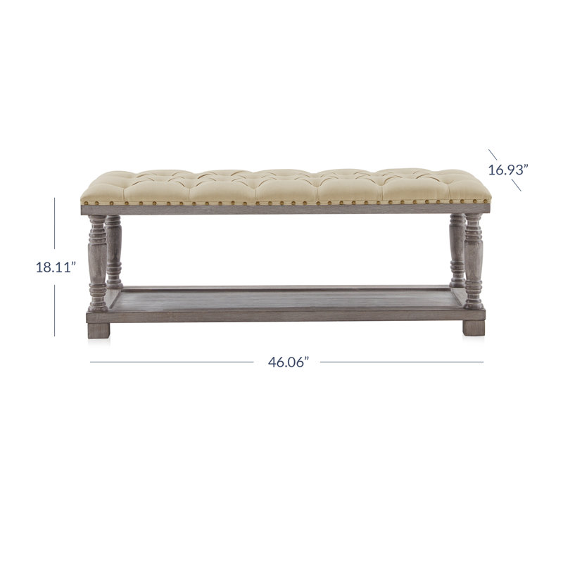 Repose-pieds capitonné avec rangement 46,06 po Fontane, Lin beige