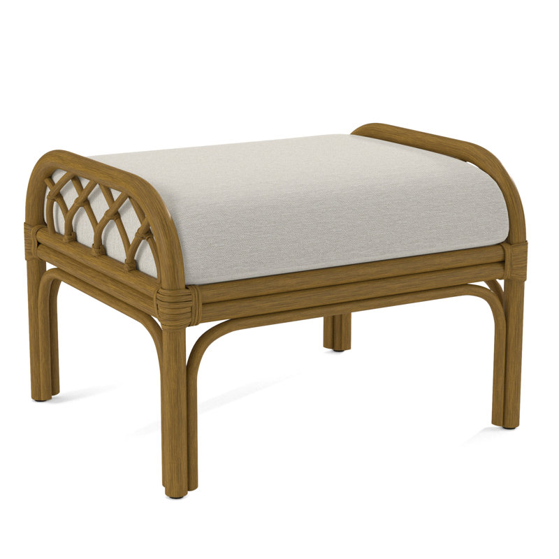 Edgewater Upholstered Ottoman, White Performance Fabric; 0851-94, Antique Black