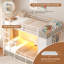 Lit superposé simple au-dessus de simple avec 8 tiroirs de rangement et prises de courant, lits superposés simples à DEL avec arbre d'entrée et tablettes, lits superposés en métal avec barrière de sécurité et échelle pour dortoirs, enfants, blanc-1027600922