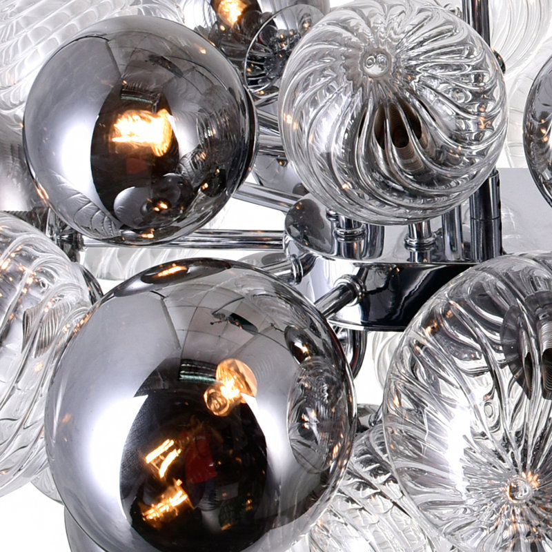 27-Light 39-Inch Chrome Island Chandelier – Modern Linear Pool Table Light with Tinted Glass Globes