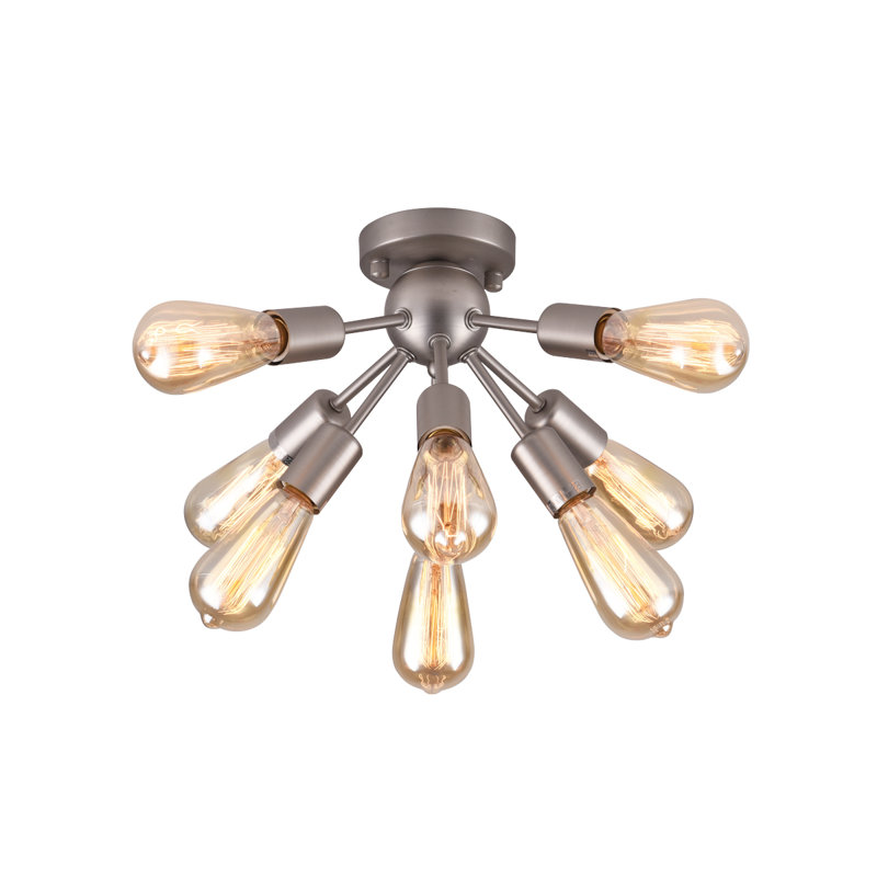 Plafonnier encastré 8 lumières 22,05 po Kasper, Nickel brossé