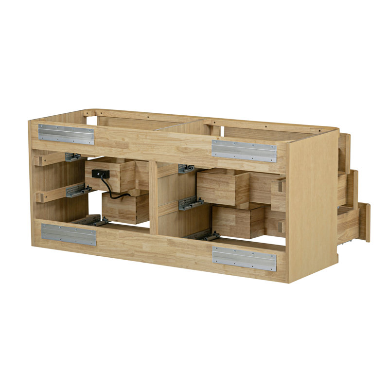 Serena 60 in. Double Sink Bathroom Vanity in White Oak