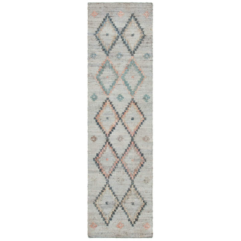 Janet Hand Loomed Jute, Cotton Geometric Rug, Runner 2'3" x 9'