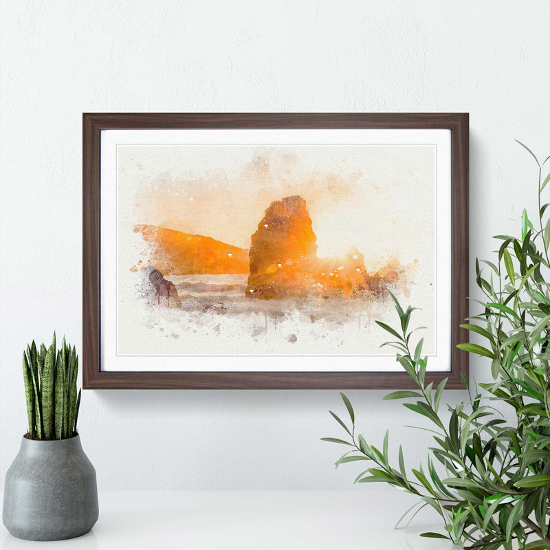 Sunlight over Rodeo Beach in Abstract - Framed Print, Walnut Framed, 62cm H x 87cm W x 2cm D