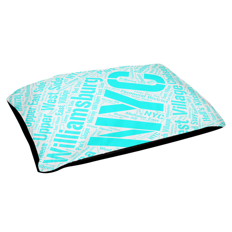 Pet Bed, Medium 40'' L x 30'' W, Cyan, New York