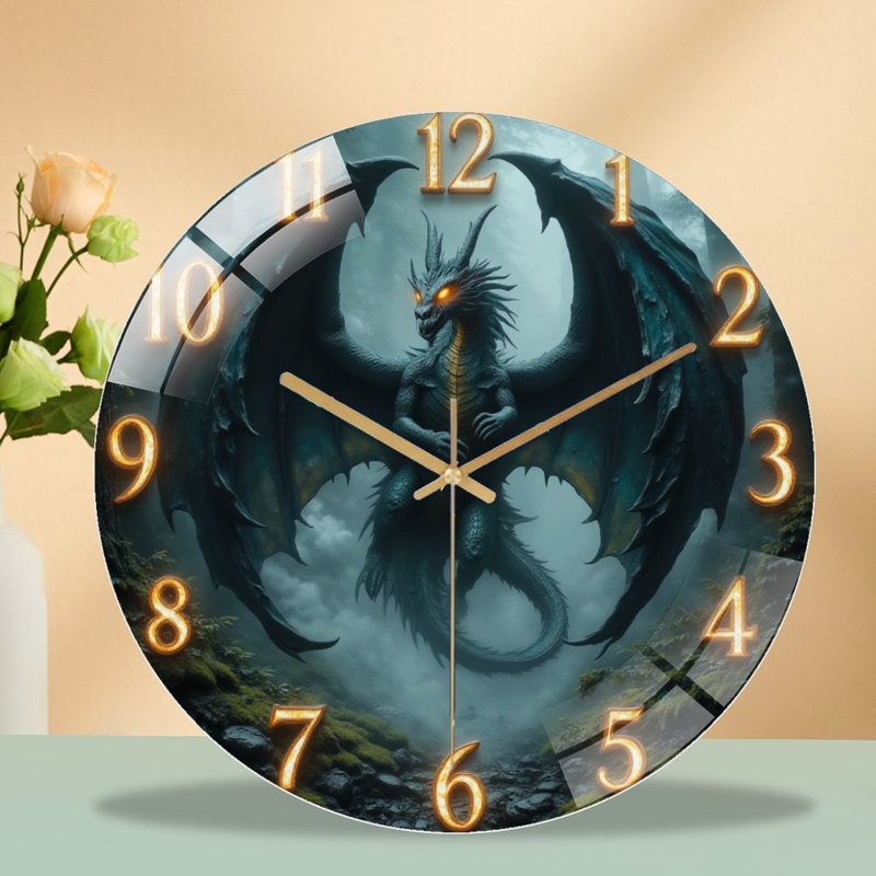 Horloge murale fantaisie dragon, 12 po