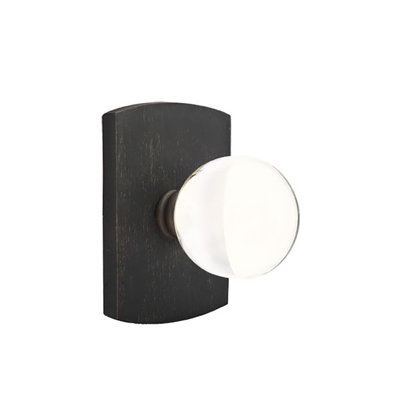 Emtek Privacy Knobset w/ Sandcast #4 Rosette and Bristol Glass Knob
