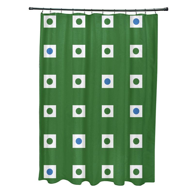 Rideau de douche géométrique simple, Vert et bleu
