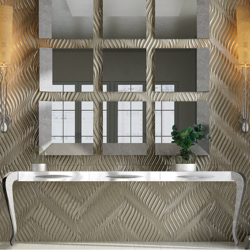Saphire C11-02 avec Miroir, Argent, H 30 po x l 47 po x P 16 po