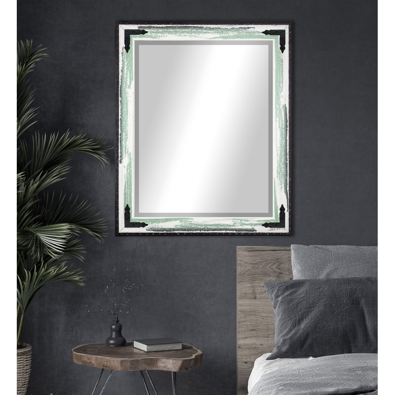 Heavner Solid Wood Flat Wall Mirror, 37.5" x 33.5", Seafoam