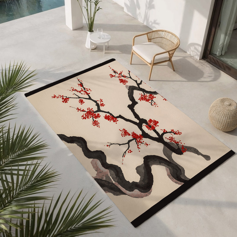 Tapis intérieur et extérieur Petal Glimmer, Rectangulaire 3 pi x 5 pi