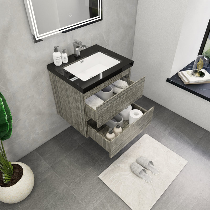 Ensemble de meuble-lavabo simple 24 po McConnico, Gris cendre lustré