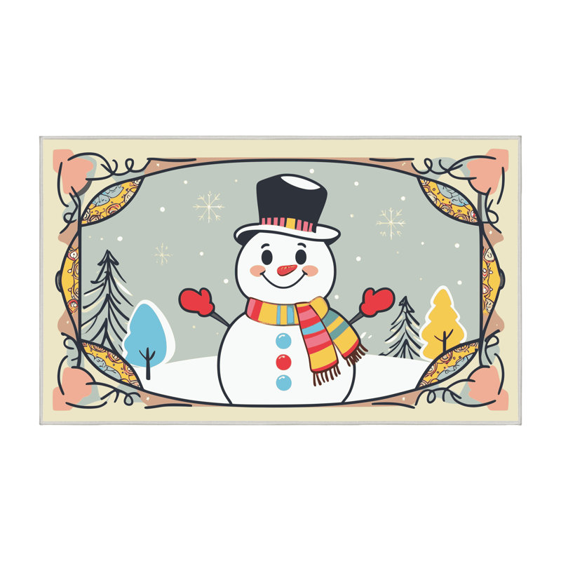 The Holiday Aisle® Washable Christmas Winter Holiday Rug, Rectangle 5' x 7'