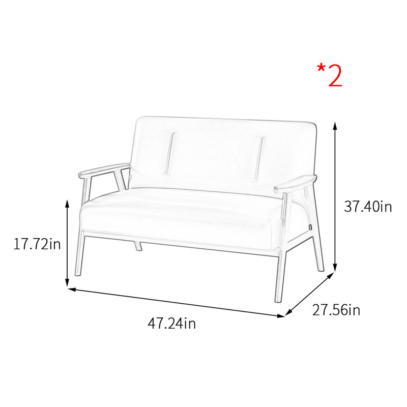 Banc rembourré en similicuir Casual, Orange