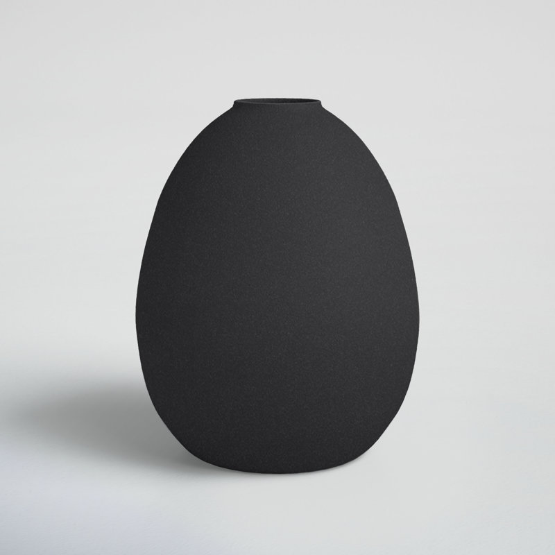 Jenny Aluminum Table Vase, 6.25" H x 5" W x 5" D, Black