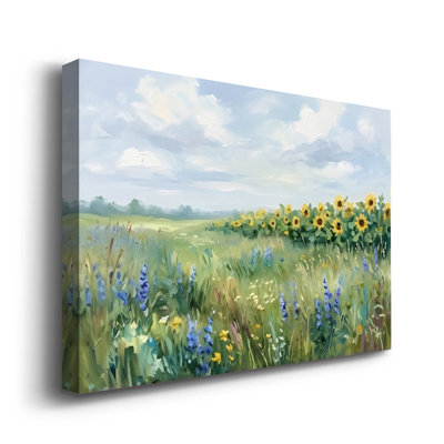 «Sunflowers in the Field», impression sur toile, peinture à l'huile impressionniste