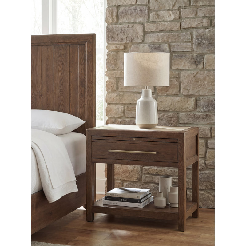 Driftwood One-Drawer Nightstand with Stone