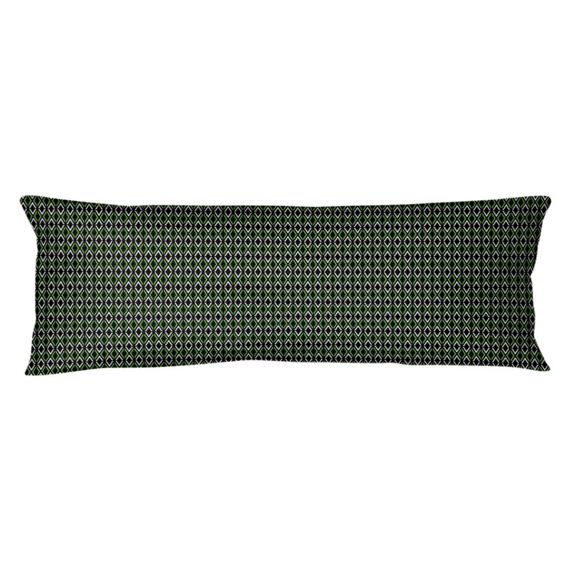 Coussin lombaire à losanges arrow, Bourre en polyester, Molleton moelleux, Noir / Vert