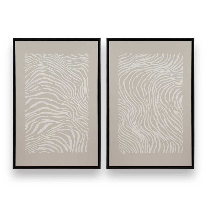 Whisper Lines Set of 2 Prints, Satin Black Floater Frame, 36" x 24"