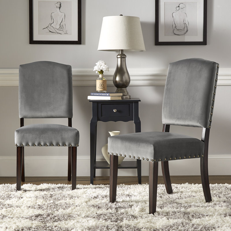 Chaise d'appoint rembourrée en velours Bryn, Gris