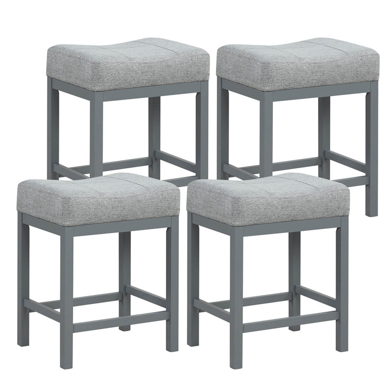 Tabouret de bar 24,5 po Ebern Designs, Gris / Gris, 4