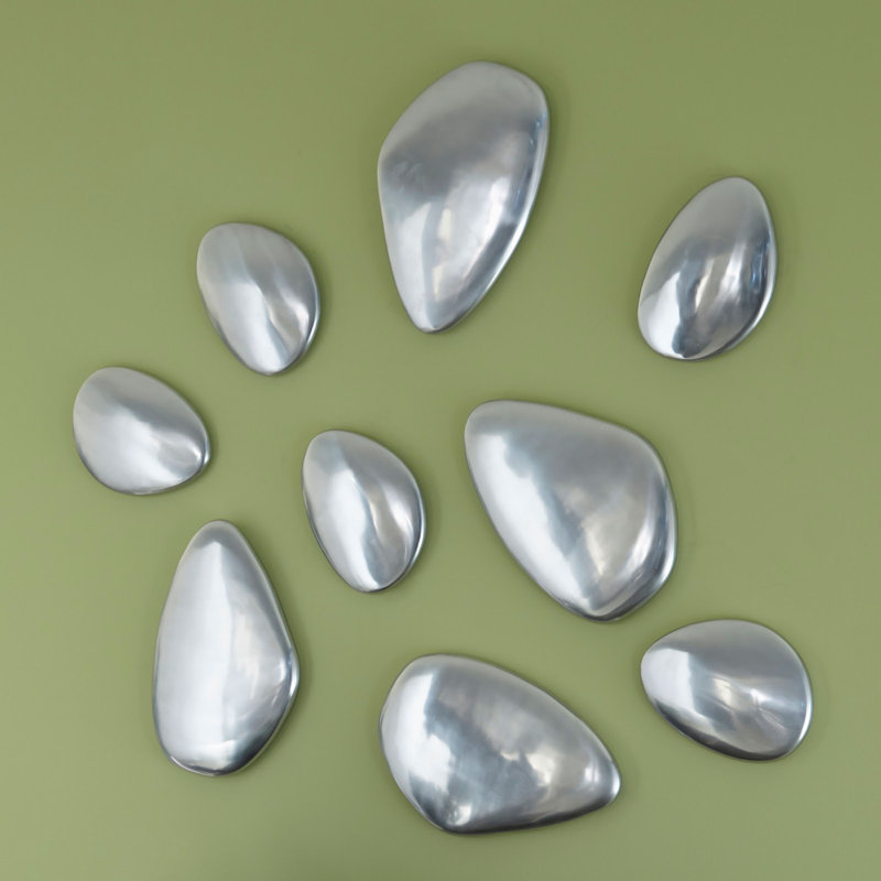 River Stone Wall Décor, Silver, 9" H x 12" W x 1" D