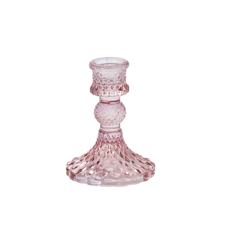 Bougeoir de table en verre Eliana Samira, Rose