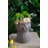 Magnesium Cat Statue Planter with Textured Brown Finish and Gold Leaf Crown