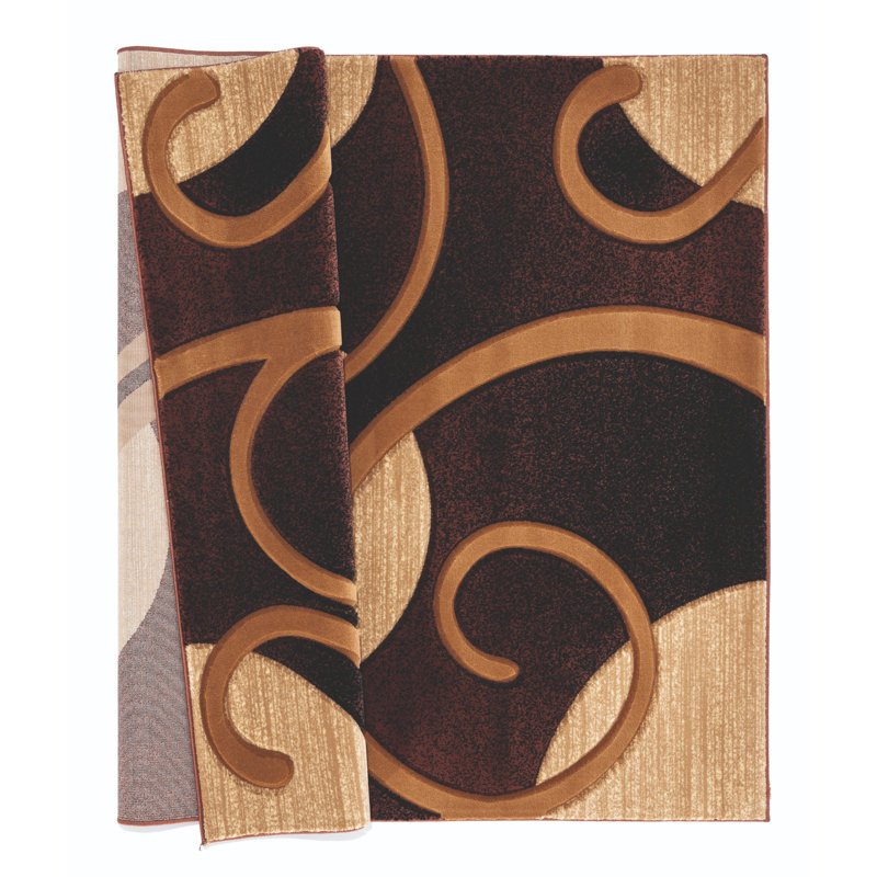 Tapis rectangulaire brun / beige tissé à la machine 5 pi 3 po x 7 pi 6 po Alfordsville