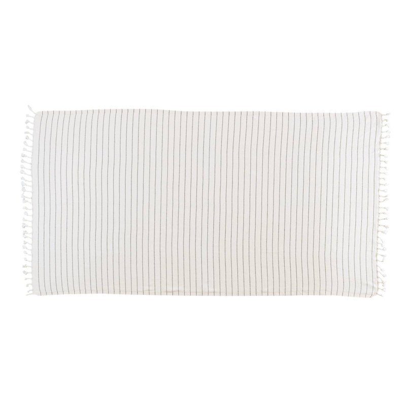 Kafthan Gocek Bath & Summer Beach Towel - Quick Dry & Lightweight, Cream Black Stripes