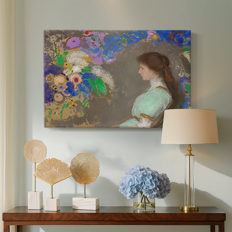 Odilon Redon «Portrait of Violette Heymann» - Art mural sur toile tendue de qualité musée, 12 x 18