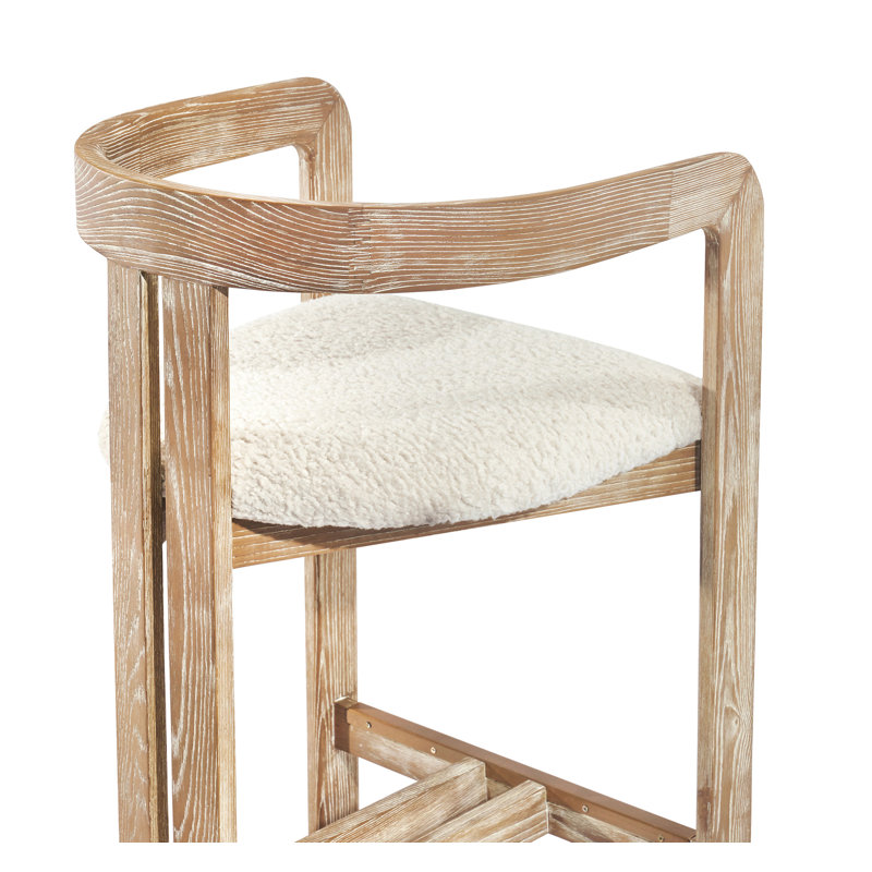 Burke Upholstered Stool,  Beach Ceruse/Shearling