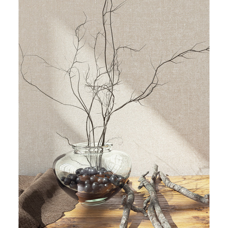 Loudoun Textured Weave Matte Non-pasted 10.05' x 53" Wallpaper Roll, Cream