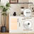 LED Buffet Sideboard with Charging Station Drawer Translucent Fluted Door, White White