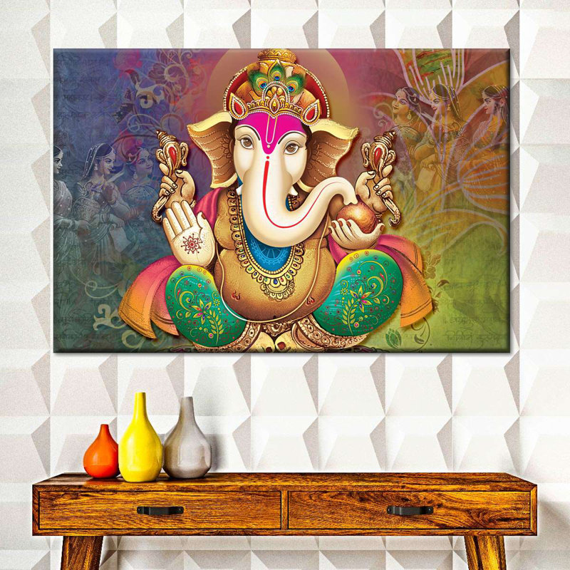 " Hindu Deity Ganesh " Print, 34" H x 51" W x 1.25" D
