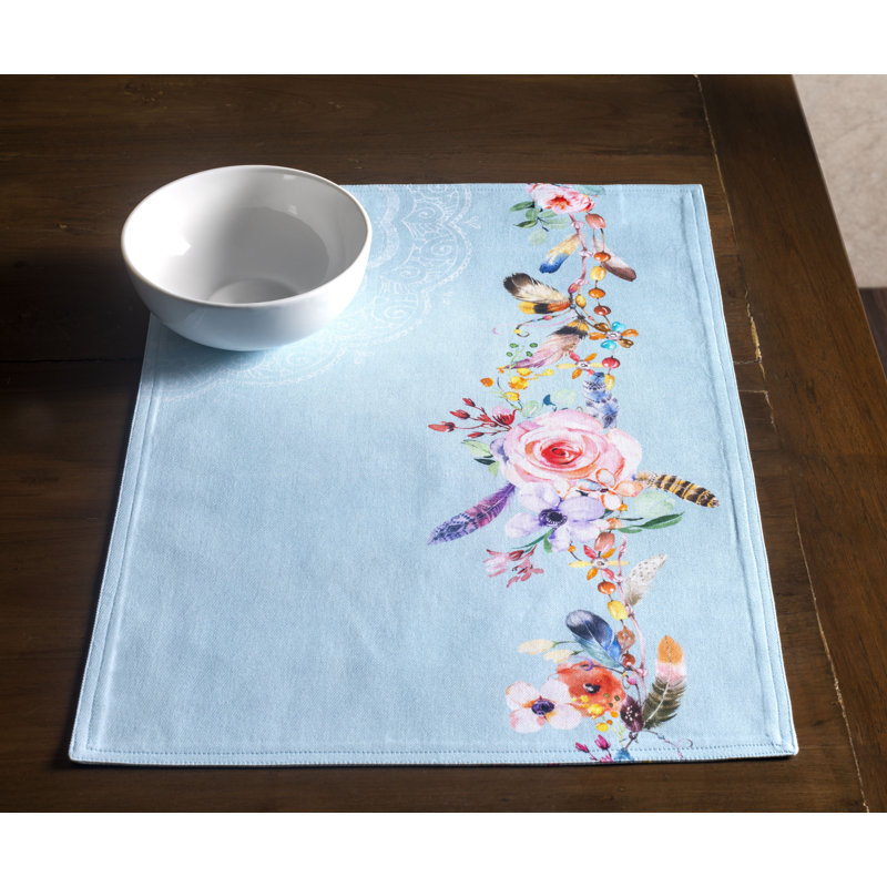 Maison d'Hermine Ibiza - Blue 100% Cotton Placemats Set 4 - 13" x 19"