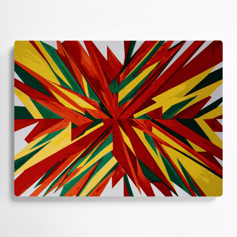 «Geometric Abstraction 8», art mural en métal rouge, H 24 po x l 36 po