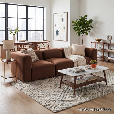 Modular Performance Velvet 3-Seater Sectional Sofa, 3-Piece Deep Seat Couch