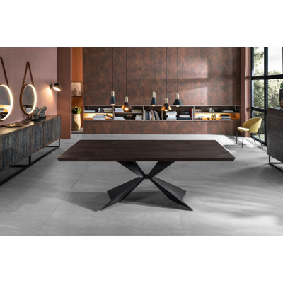 Dahndray Extendable Oak Metal Base Dining Table