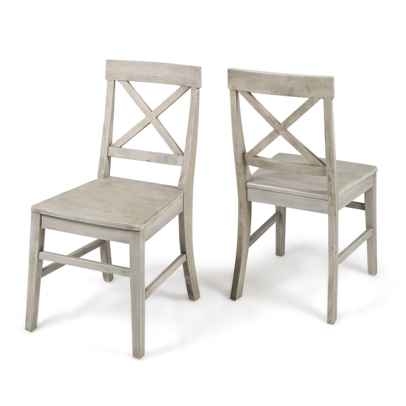 Chaises de salle à manger en bois d'acacia, ensemble de 2, Gris