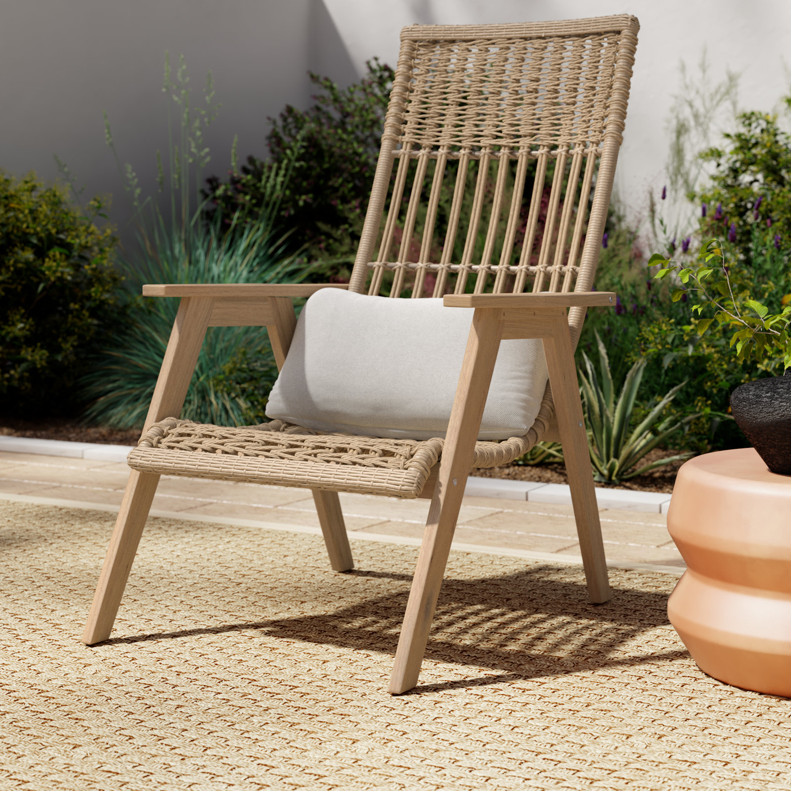 Anyston Patio Chair, Natural Wicker