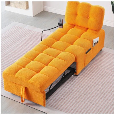 40,40 pouces de long, canapé-lit en velours, canapé-lit convertible, adapté pour les appartements, les bureaux et les salons - Orange