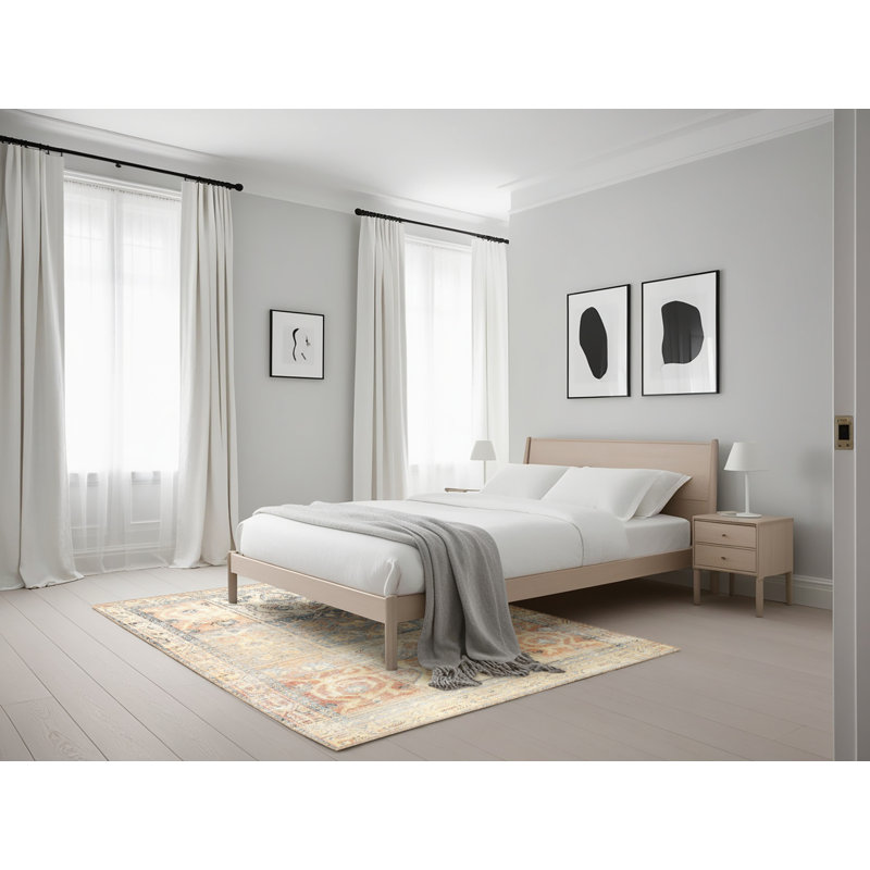 Tapis traditionnel crème / gris, Rectangle 5 pi x 7 pi