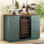 Mini armoire à réfrigérateur cannelée avec centrale électrique et porte-verres à pied - Buffet haut de 38,8 po avec tiroir de rangement, armoire de bar pour le salon-774330894