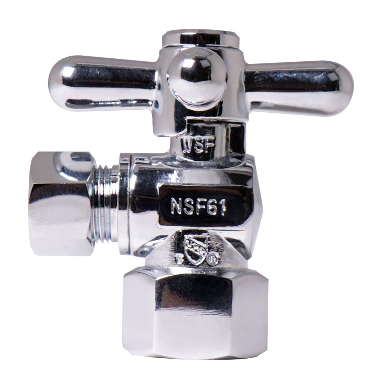 Turn Angle Stop with IPS Inlet and Compression Outlet with Cross Handle